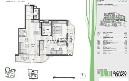 PREDAJ - 3-izbový byt v projekte VILLA RUSTICA-TERASY 2, Dúbravka