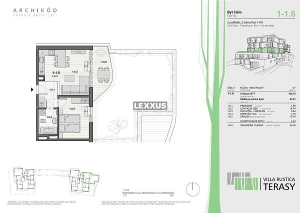 PREDAJ - 2-izbový byt v projekte VILLA RUSTICA-TERASY 1, Dúbravka
