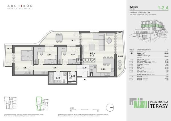 PREDAJ - 4-izbový byt v projekte VILLA RUSTICA - TERASY 1, Dúbravka