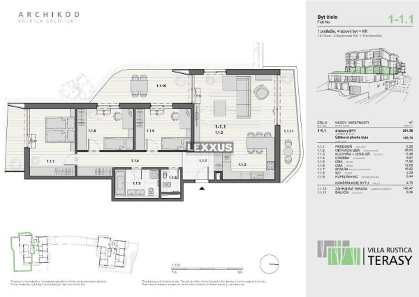 PREDAJ - 4-izbový byt v projekte VILLA RUSTICA - TERASY 1, Dúbravka