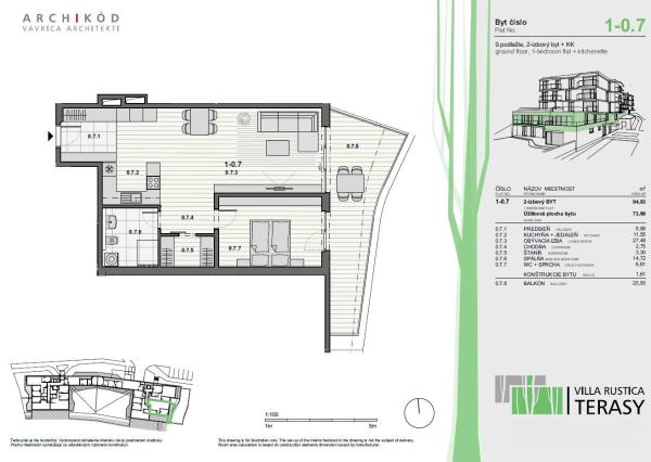 PREDAJ - 2-izbový byt v projekte VILLA RUSTICA - TERASY 1, Dúbravka