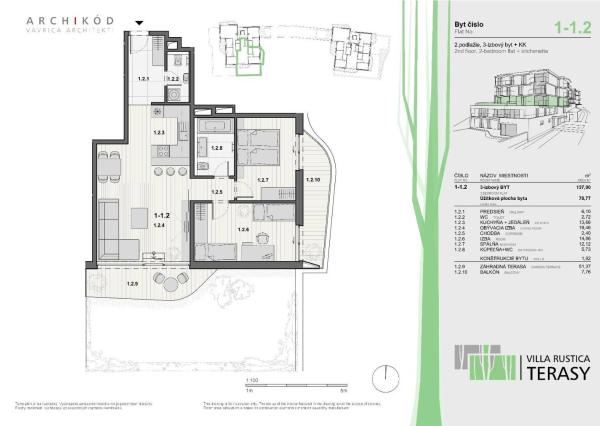 PREDAJ - 3-izbový byt v projekte VILLA RUSTICA - TERASY 1, Dúbravka