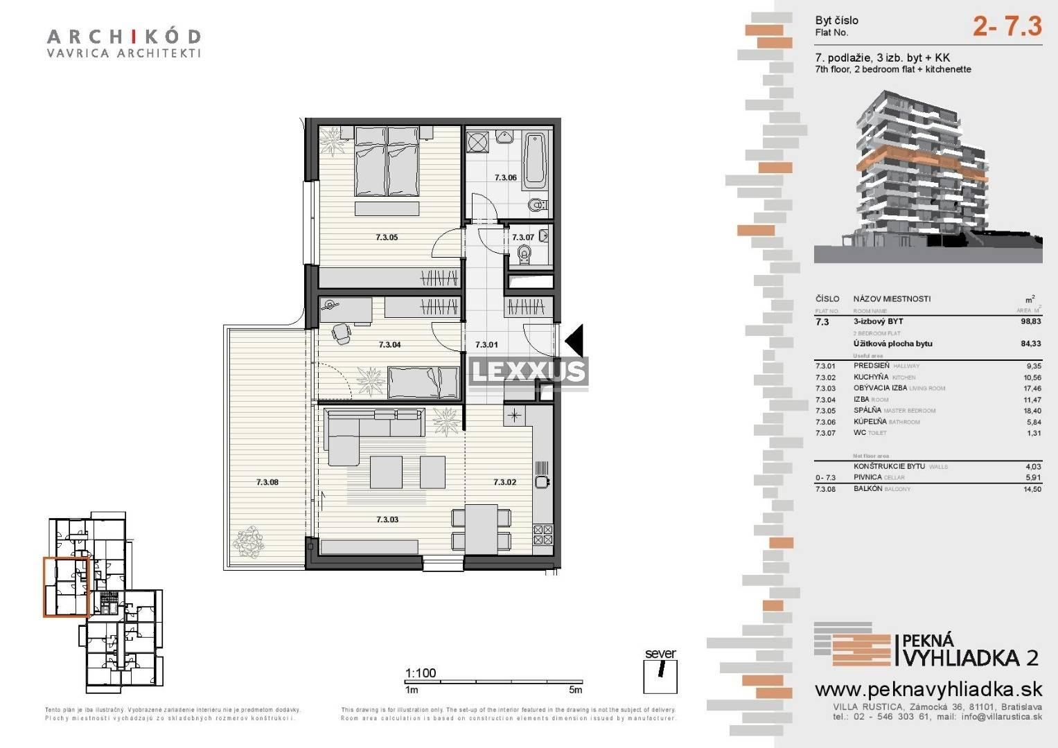 LEXXUS-PREDAJ, 3-izbový byt v projekte Pekná vyhliadka 2, Dúbravka