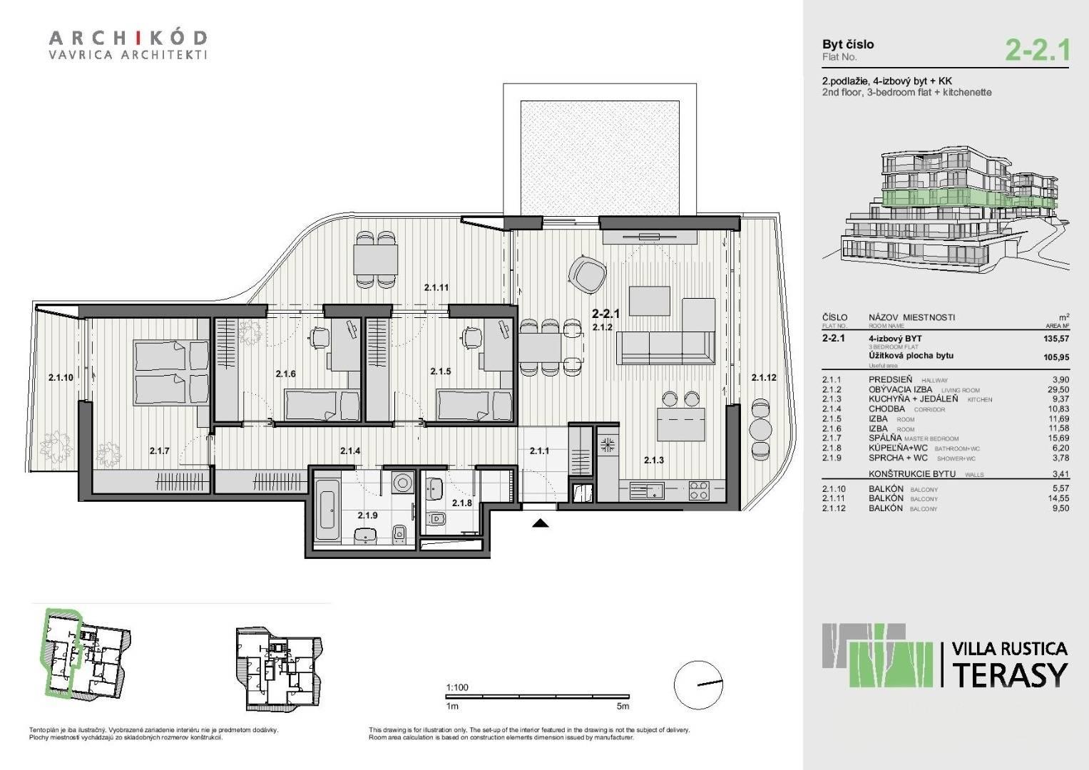 PREDAJ - 4-izbový byt v projekte VILLA RUSTICA-TERASY 2, Dúbravka