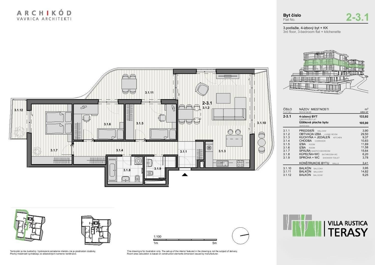 PREDAJ - 4-izbový byt v projekte VILLA RUSTICA-TERASY 2, Dúbravka